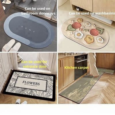 Home Bathroom Rug Printing Super Absorbent Bath Mat Quick Drying Toilet Door Non-Slip Mat