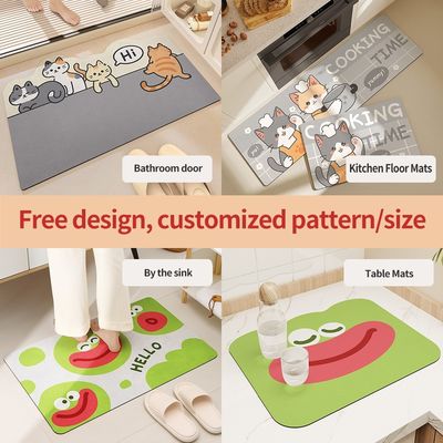 Custom Cartoon Animal Kitchen Waterproof Anti-oil Mat for Scrubbing and Fatigue Relief