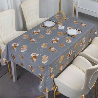 Oil Proof Rectangle Floral Tablecloth PVC Restaurant Tablecloth Roll and Customizable