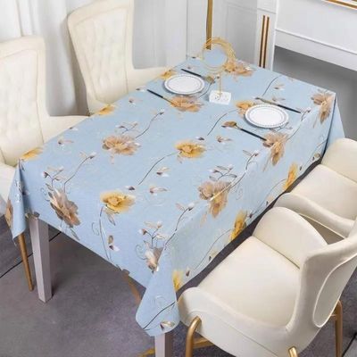 Oil Proof Rectangle Floral Tablecloth PVC Restaurant Tablecloth Roll and Customizable