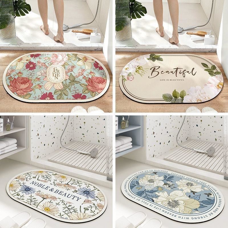 Custom MACHINE MADE Non Slip Water Absorbent Diatom Round Mat for Modern Style