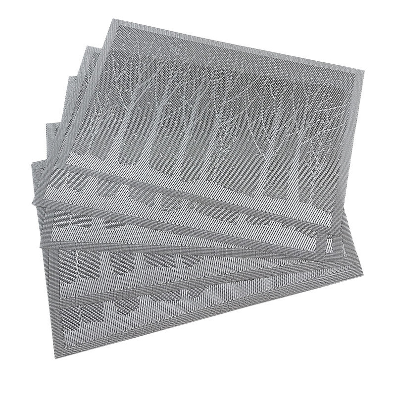 Desktop PVC Square Pressed Leaf Gold Leaves Place Mats for Kitchen and Dining Table